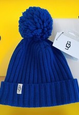 NWT UGG BLUE K POM HAT Kids 4-6 YEARS