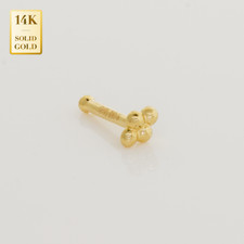 Unisex 14K REAL Solid Gold Dia Shape Flower Nose Bone Stud Ring Piercing 20G