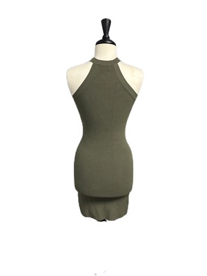 Aritzia Wilfred Free Dress Sz Small Olive Green Knit Halter Midi Body Con  Date | eBay