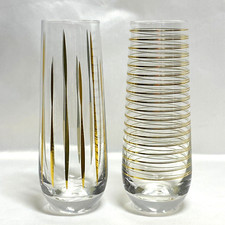 2 Stemless Flutes 10 Oz Glasses MCM Gold Spar...