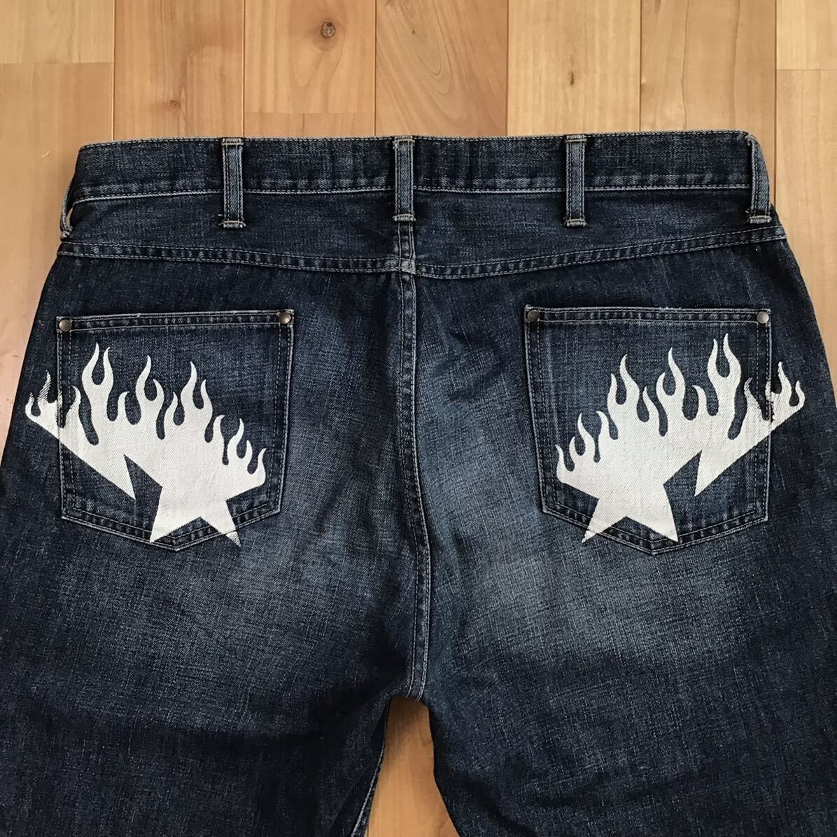Fire BAPE STA denim shorts a bathing ape star flame Size XL | eBay