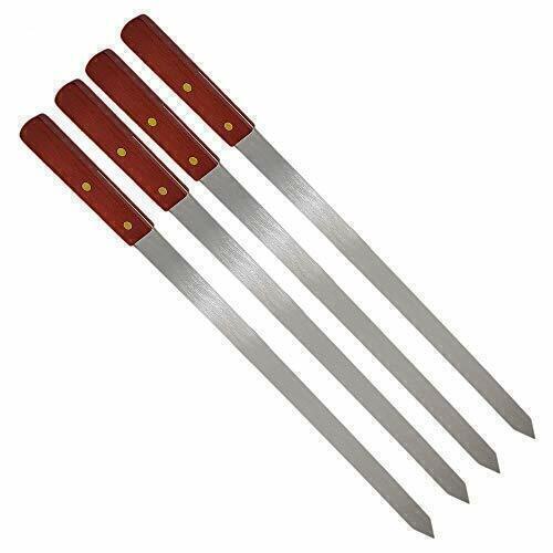 Edelstahl Adana Kebab Grillspieße 60cm Holzgriff Schaschlikspieße Fleischspieß - Bild 6 von 20