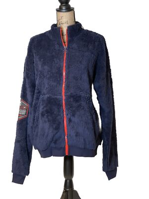 RAW GEAR UNISEX Navy Fleece Jacket. Embroidered, Patch on Sleeve. Size S. NWT.