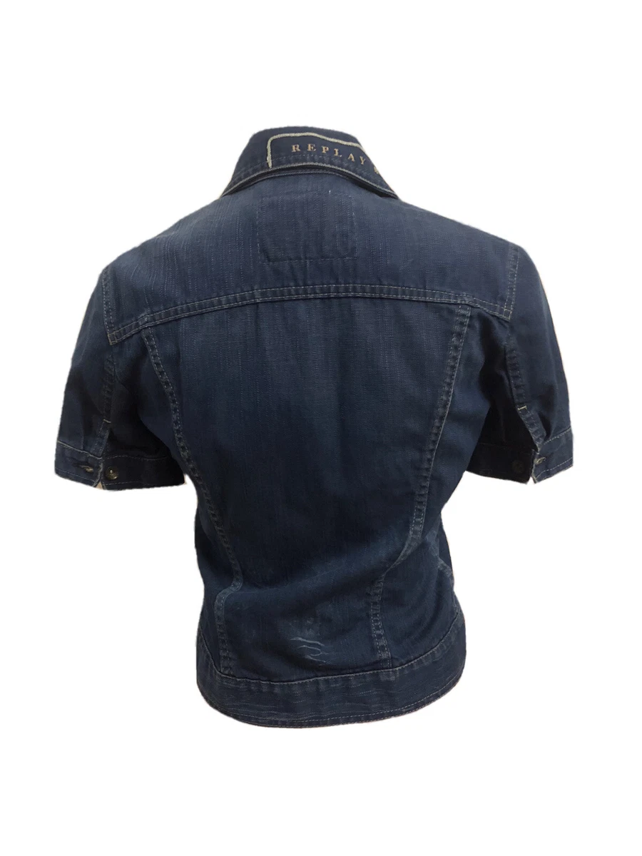 REPLAY Giacca Jeans Maniche Corte Donna Tg S