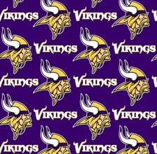 BTHY NFL Team Minnesota Vikings Helmet Logo Cotton Fabric By The Half Yard 6456