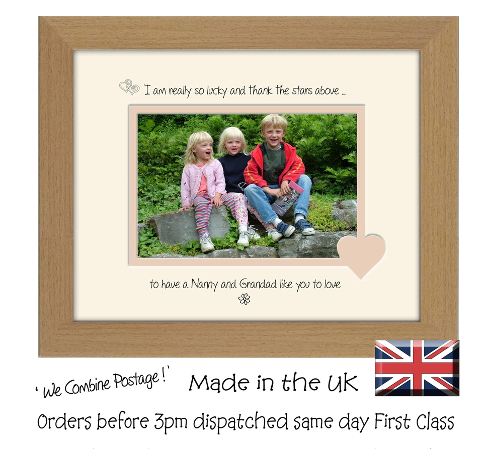 PHOTOS IN A WORD Nanny and Grandad Photo frame I thank the stars above 746F Quality Gift