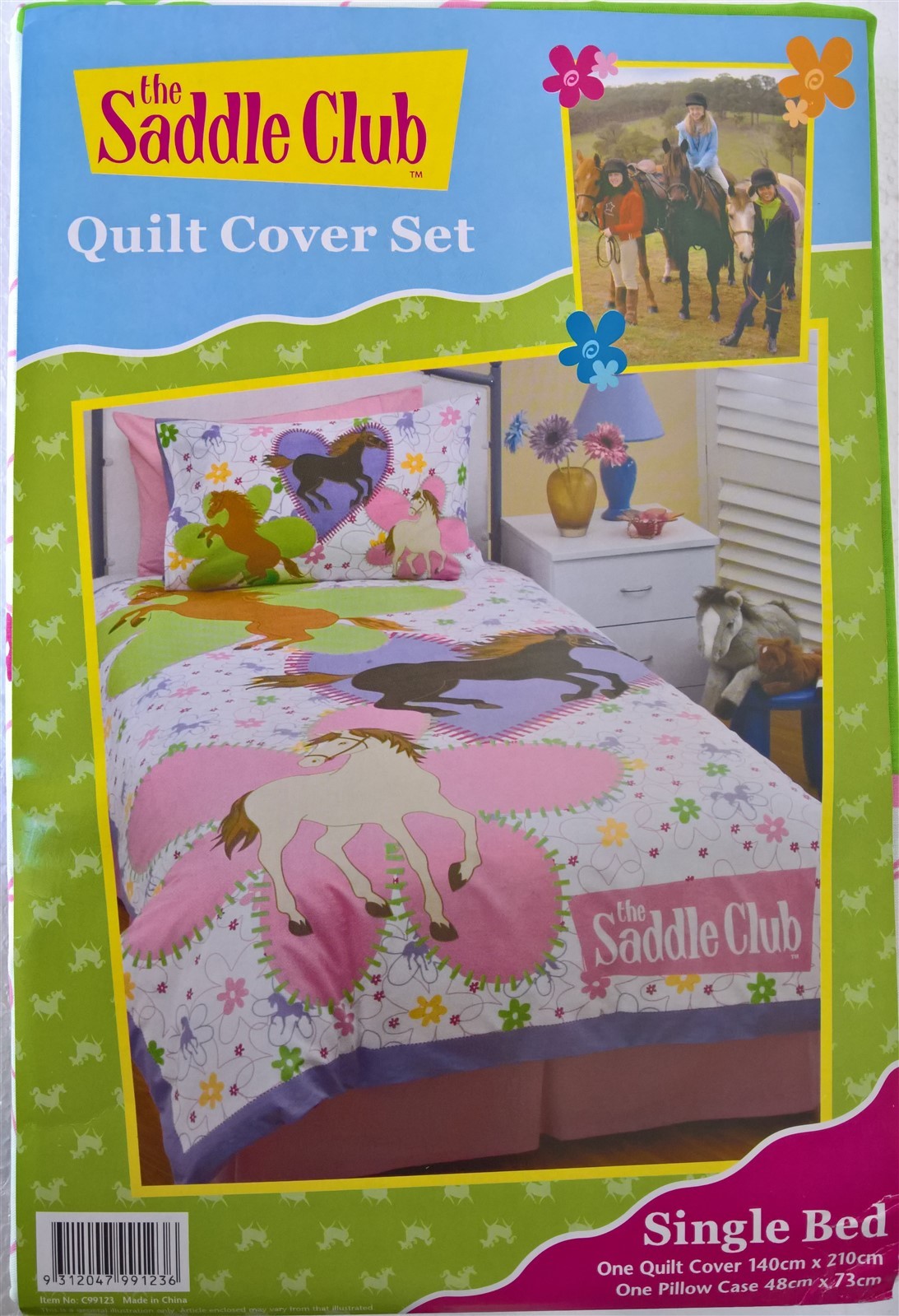  Saddle Club DOONA SINGLE BED HORSE QUILT DUVET COVER BED GIRLS Su
