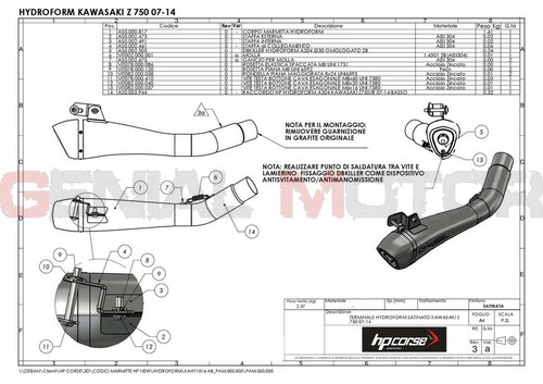 Terminale Di Scarico Hp Corse Hydroform Black Kawasaki Z 750 2007 > 2014 - Imagen 5 de 5