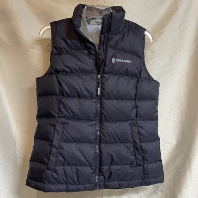 Free Country Down Puffer Vest Womens S Navy Blue Ultralight Packable Zip Up