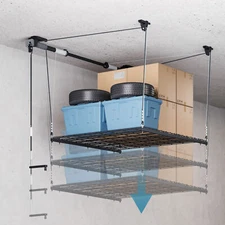 STOREADY Manual Height Adjustment Overhead Garage Lift Ceiling Storage Rack