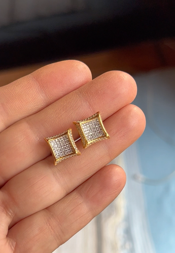 10K Gold Filled FANCY LAB DIAMOND EARRINGS 0.5ct. Screw Back Stud Earrings - Video 1 of 1
