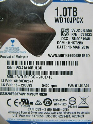 Western Digital WD Blue 1TB, 5400RPM, 2.5
