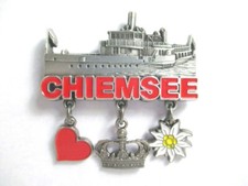 Chiemsee Magnet Charms Metall Souvenir Germany Edelweiss Herz Krone Schiff
