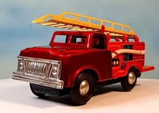 Vintage Fire Truck Tin Friction MF163 Made in 1970's China