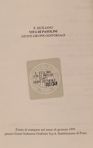 ENZO SICILIANO - VITA DI PASOLINI - GIUNTI - PRIMA EDIZIONE 1995 - Foto 2 di 3