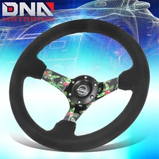 NRG 350mm 3" Dish Suede Leather Tropical Pattern Steering Wheel RST-036TROP-S