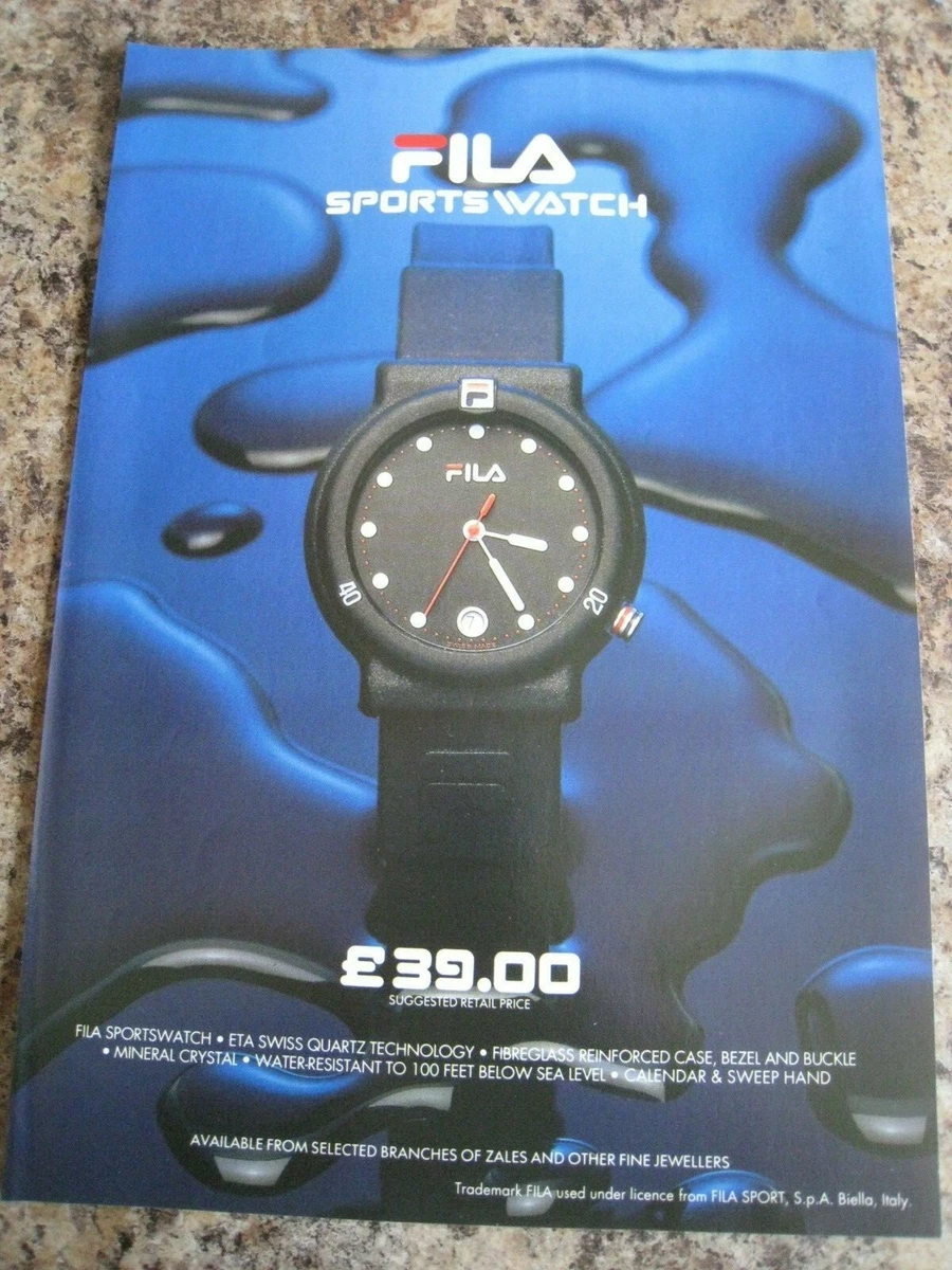 FILA SPORTS WATCH ETA SWISS QUARTZ TECH1990 POSTER ADVERT APPROX A4 SIZE FILE 10