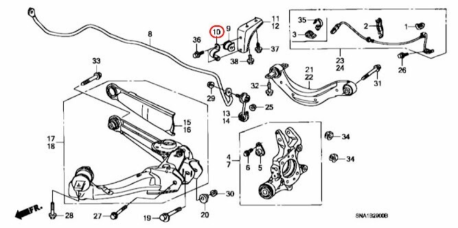 HONDA OEM HOLDER, STABILIZER BUSH 52308-SZ3-000 2Qty Set For