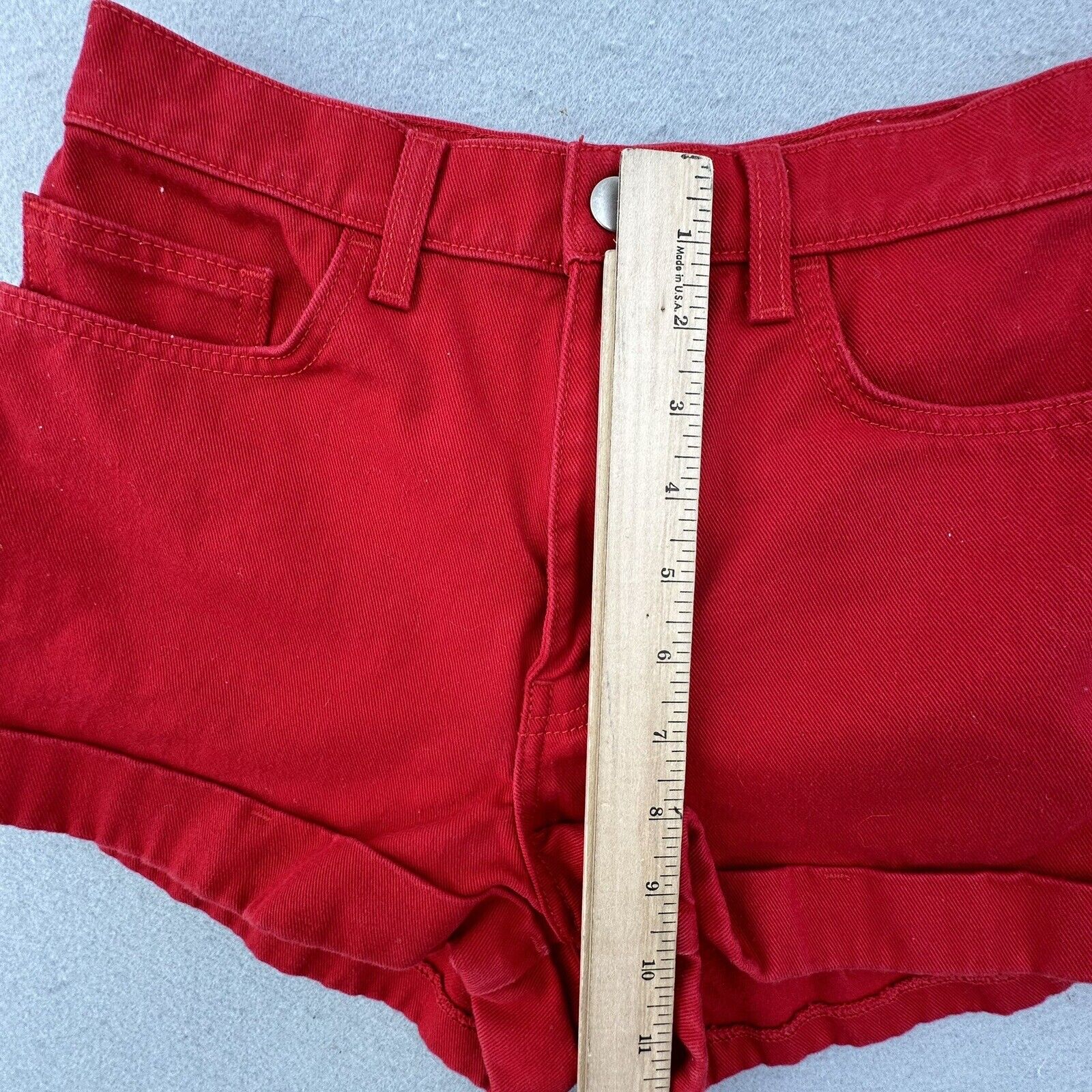 American Apparel Jean Shorts Womens 27 Red High W… - image 5