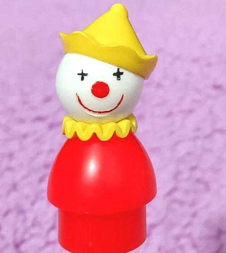 VINTAGE 1970'S 80'S FISHER PRICE LITTLE PEOPLE RODEO CLOWN WHITE FACE FIGURE A+