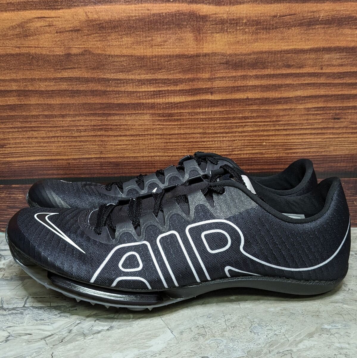 Nike Air Zoom Maxfly More Uptempo Men's 7 Black White Track Nike Air Zoom Maxfly More Uptempo Men's 7 Black White Track