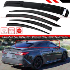 For 2025-2026 Toyota Camry Black Trim Door Window Visor + Roof Spoiler Deflector