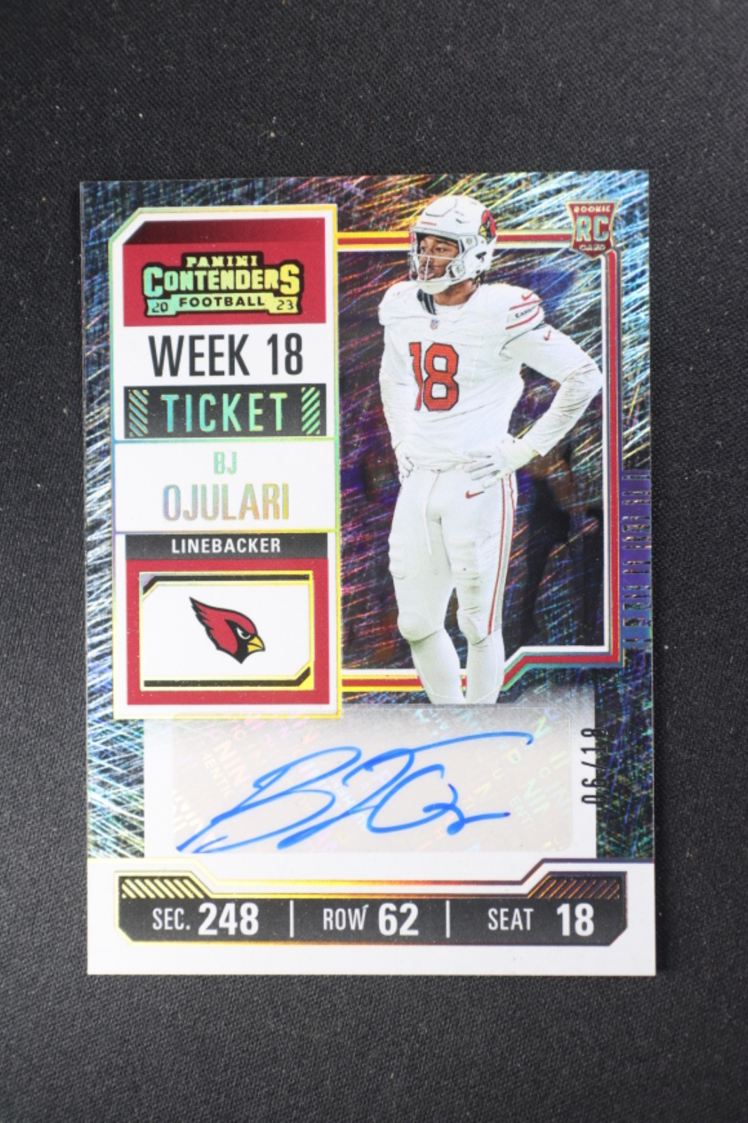 2023 Panini Contenders Week 18 Ticket #145 BJ Ojulari Auto RC Card #/18