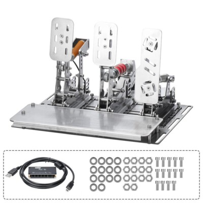 3 Pedals & 1 Pedal Plate Hydraulic Pedal Set Clutch Brake Throttle for G29 G27