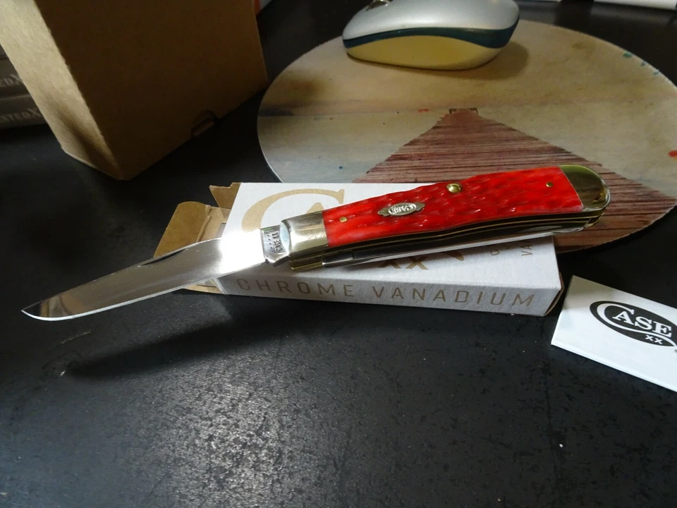 CASE XX CA-31950 POCKET KNIFE "TRAPPER" 4.125" CL DARK RED BONE HAN. 2-CS BLADE - Image 3 of 4