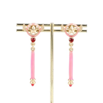 Cardcaptor Sakura Star Wand Stud Earrings Swing Pink Japan Limited