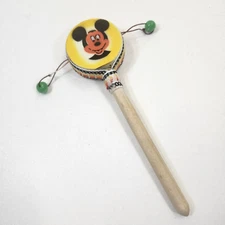 Mickey Mouse Hand Drum Roll Spin Disney World  Vintage Den-den Daiko Toy Noise