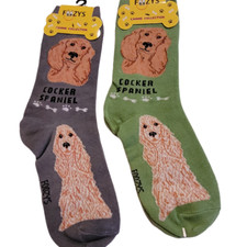 Cocker Spaniel Dog Socks Fun Novelty Dress Casual SOX Puppy Pet Foozys 2 Pair