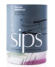 Grace Farms Organic English Breakfast Black Tea, 16 Pyramid Sachets