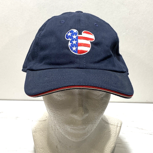 Mickey Mouse Mütze SELTEN Disney World bestickt USA Flagge Logo Riemen hinten Vintage