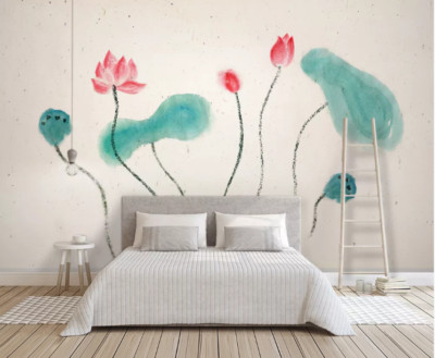 3D Sommer Lotus M5941 Tapete Wandbild Selbstklebend Abnehmbare Aufkleber Eve