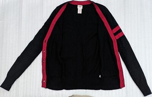 Mossimo Black & Red Lightweight Fitted Long Sleeve Button Down V Cardigan XS