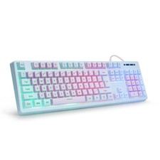 Gaming Keyboard USB Wired with Rainbow LED Backlit, Floating Keys, Mechanical...