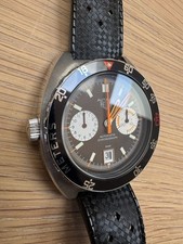 Vintage Heuer Autavia 1163 P Tropical w rare decompression bezel Mint+ 7
