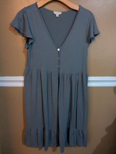 See You Monday Gray/Blue Ribbed midi Dress Size Large