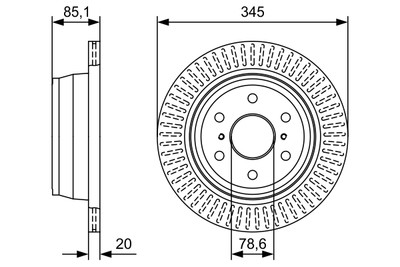 BOSCH 2x Bremsscheiben hinten Ø348 mm belüftet geölt für Cadillac Escalade