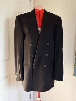 Vintage 90s Yves Saint Laurent YSL Wool Double-Breasted Blazer XL