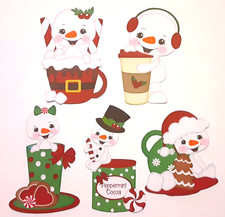 3D UPick Snowmen Christmas Cocoa Drinks Holiday Scrapbook Card Embellishment