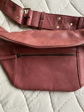 Free People Belt Bag Crossbody Leather Pink Wilder Embellished Boho Western