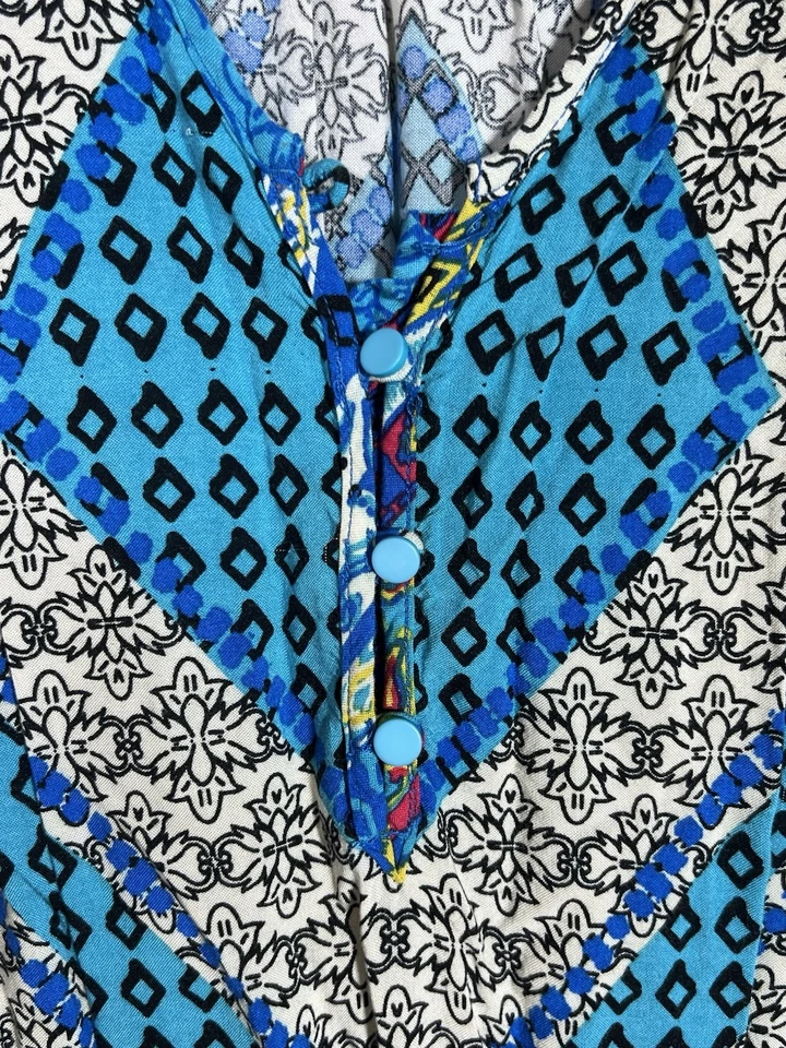 Mameluco de tomate volador para mujer talla M azul floral con detalle de encaje boho cuello en V Foto 4 de 4