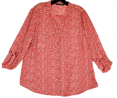 Zac & Rachel Size 1X Chevron Shoulder Stud Detail Long Sleeve Roll Tab Button Up