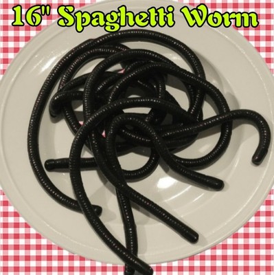 16'' Spaghetti Worm 5 pk Green Pumpkin Bass Walleye Trout  - Similar to G Crazy