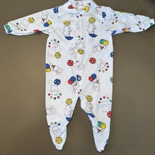 Vintage Carters Colorful One Piece Button Up Footsies Bears/Balloons Size 0/3
