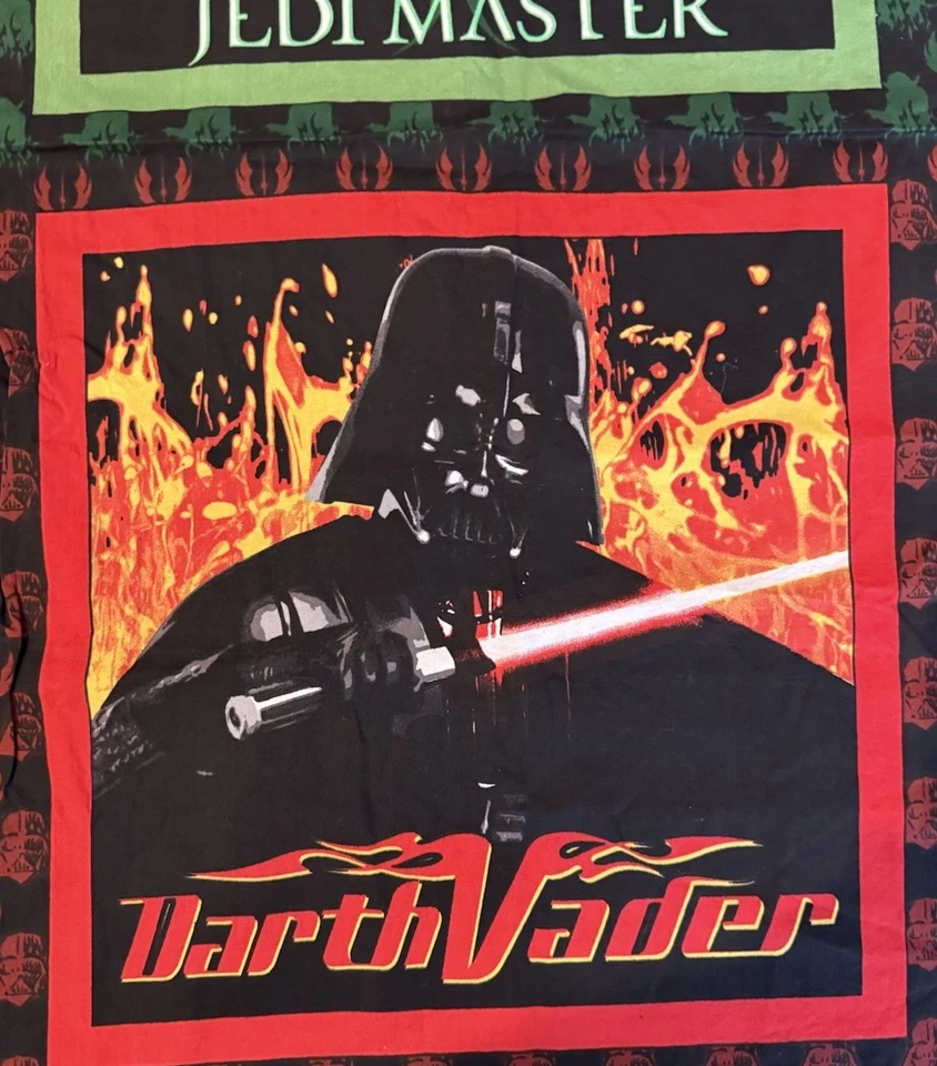 "Panel de almohada vintage 2005 Star Wars tela Darth Vader Yoda Jedi Master 34 x 45""" Foto 3 de 4
