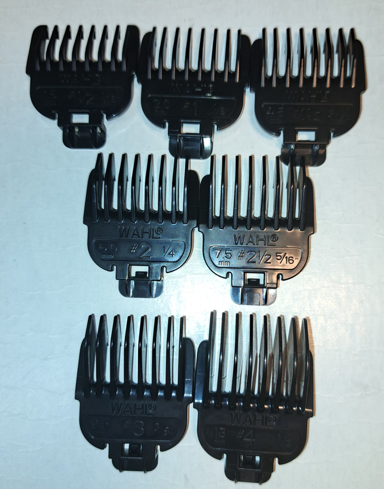 Wahl Trimmer Guide Comb Set 7 Sizes #1/2 , #1, (1/16"&ndash;1/2"