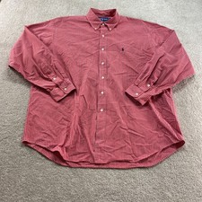 Ralph Lauren Shirt Mens XL Red Check Blake 100 Cotton Long Sleeve Button Down